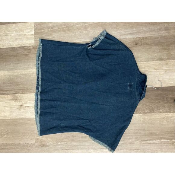 Simon Miller Denim Raw-Edged Short Sleeve Jean Jacket, Sz Medium - Picture 7 of 7